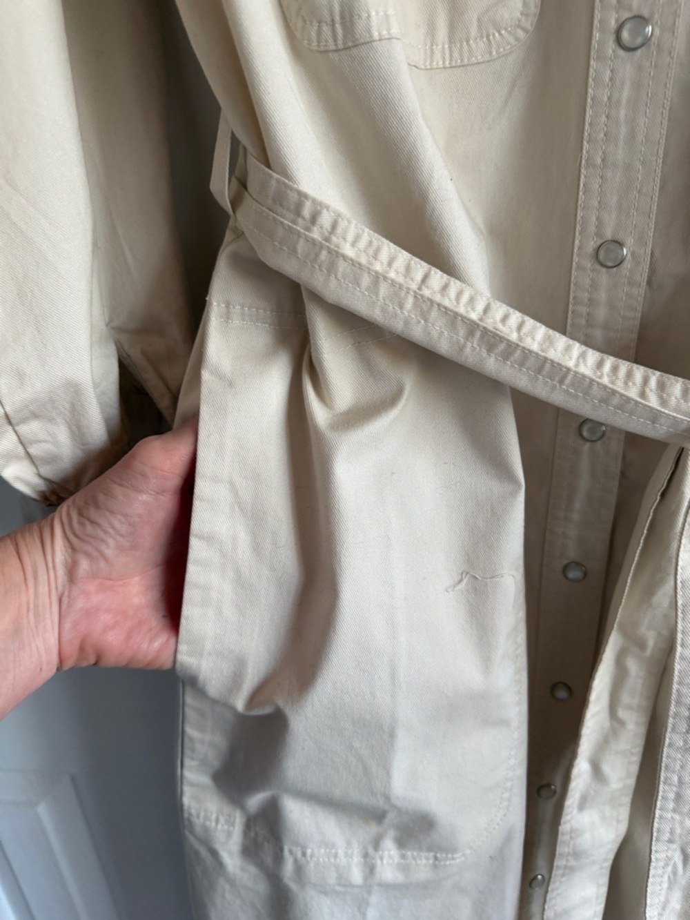 Banana Republic Twill Utility Midi Shirtdress Color: Stone Washed Size M NWT - Picture 7 of 14